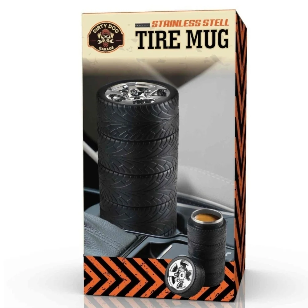 Dirty Dog Garage Tire Coffee Mug 10oz Stainless Steel  NWT - Picture 2 of 5